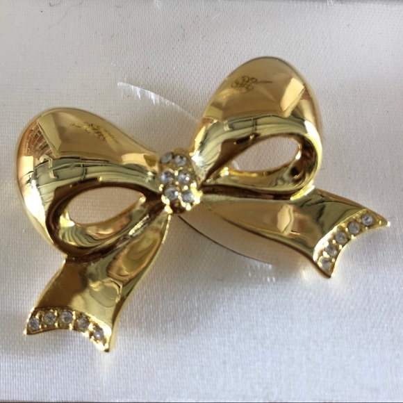 Gold & Rhinestone Bow w/Box - Picture 3 of 7
